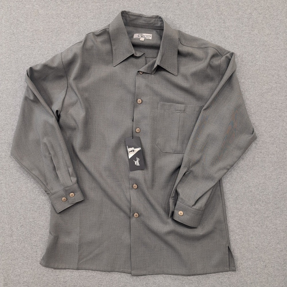 Smokey Joe's Gray Shirt Large Long Sleeve Button Up Casual Career Top Women - Picture 1 of 6